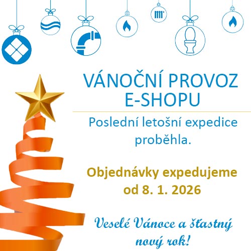Vážení zákazníci, objednávky vytvořené od 18. prosince 2025 budeme expedovat od 9. ledna 2026 z důvodu uzavření skladů kvůli  inventurám a celozávodní  dovolené.  Děkujeme za pochopení.  Přejeme Vám krásné svátky  a šťastný nový rok! 